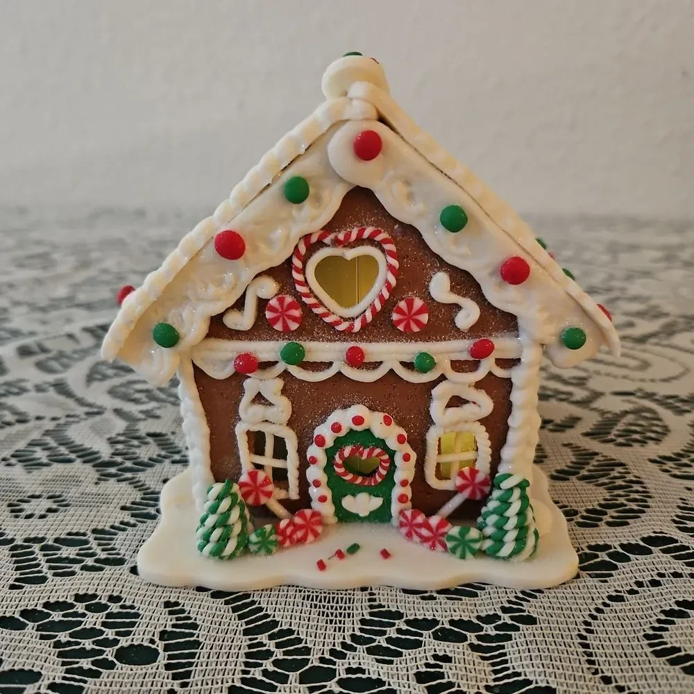 Valerie Parr Hill Lighted Glitter Gingerbread Christmas Cottage House Decor
